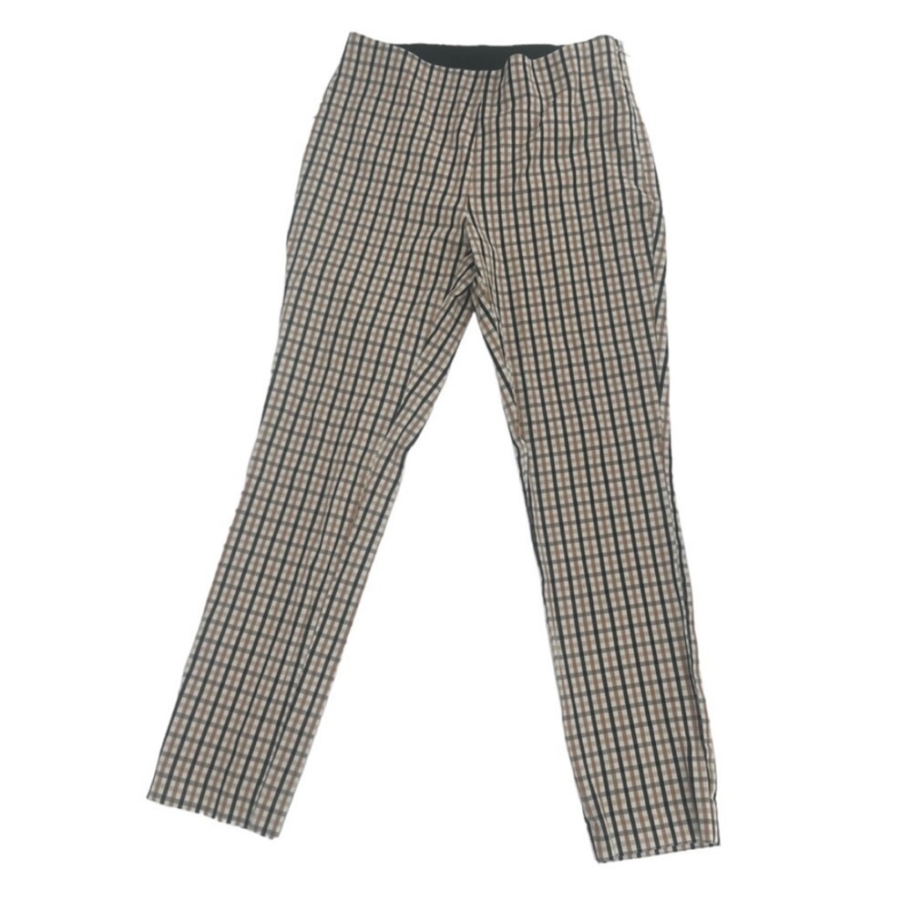 a new day Tan Black Plaid Elastic Waist Skinny Pants Size 2 Women's